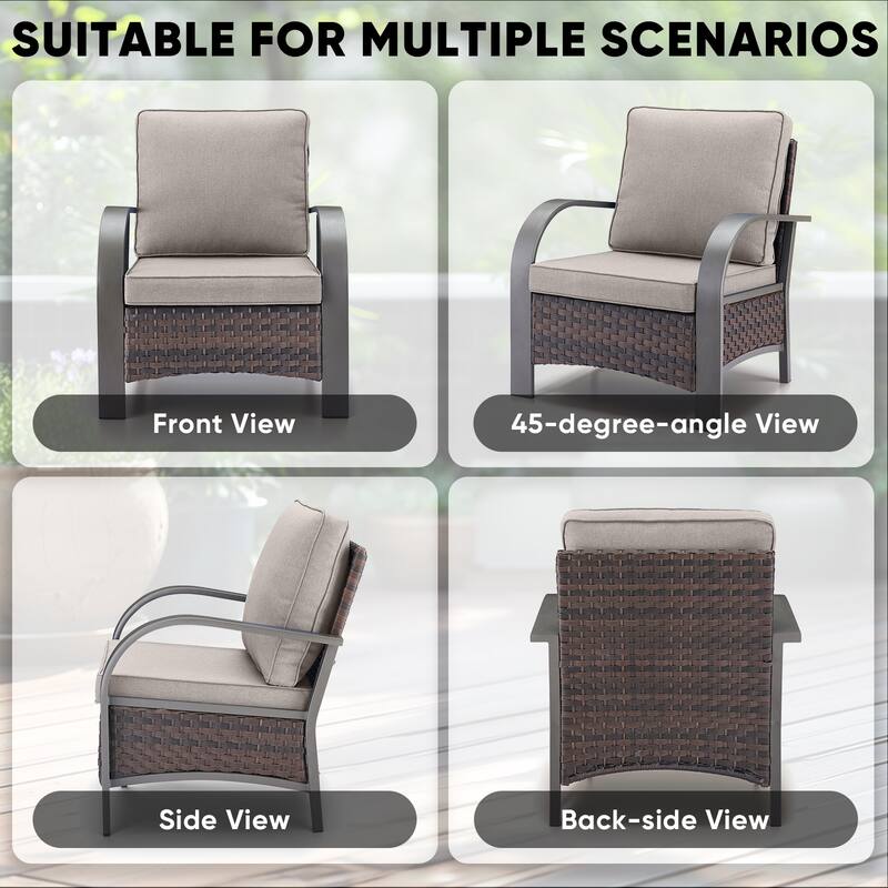 Outside Fire Pit Table with Sofa Funiture Set - Beige cushion - Brown