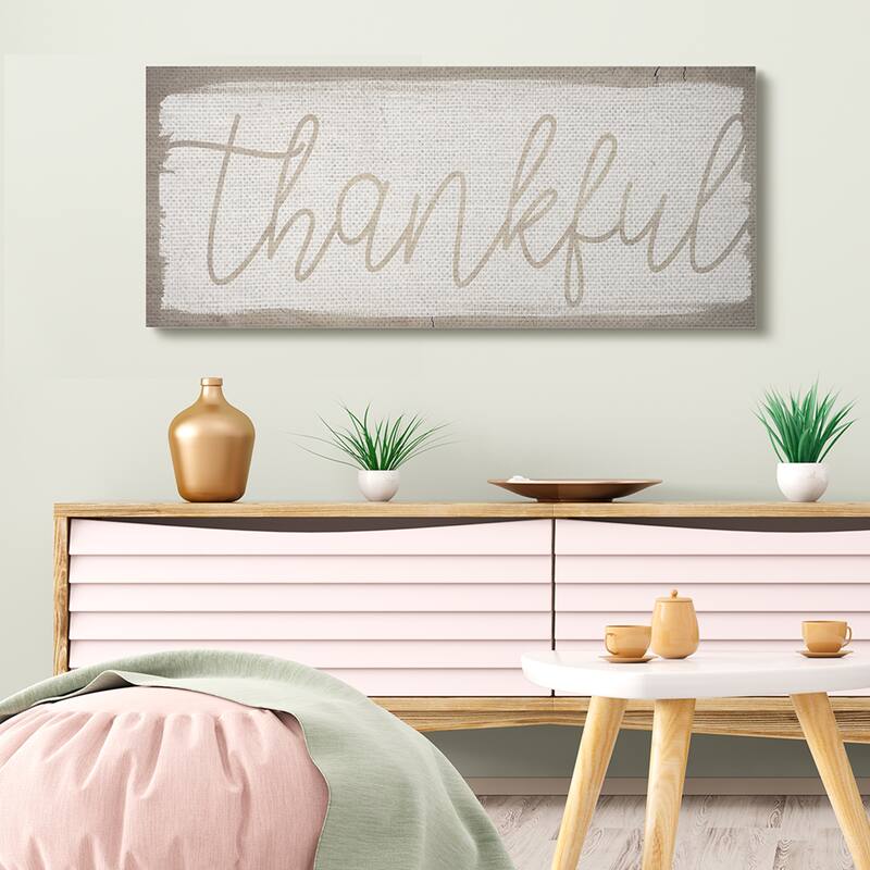 Stupell Playful Thankful Text Distressed Paint Pattern Canvas Wall Art