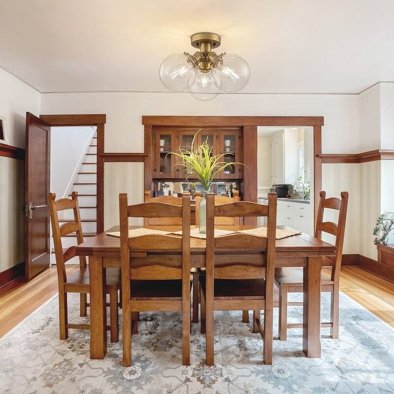 Modern 3-Light Clear Glass Tripple Bubble Semi Flush Mount - 13.8 in