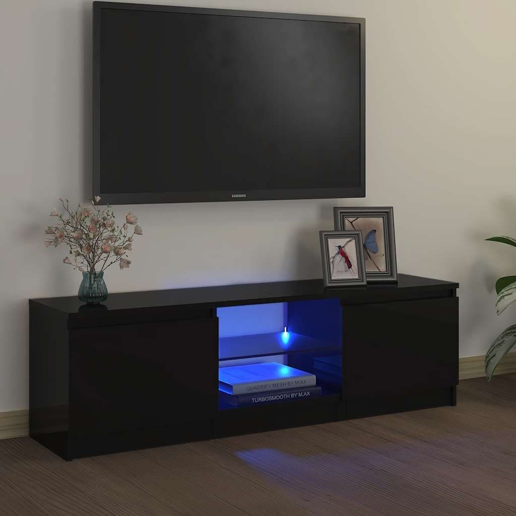vidaXL TV Cabinet Black Engineered wood, tempered glass Medium - 47.2" x 12" x 14"