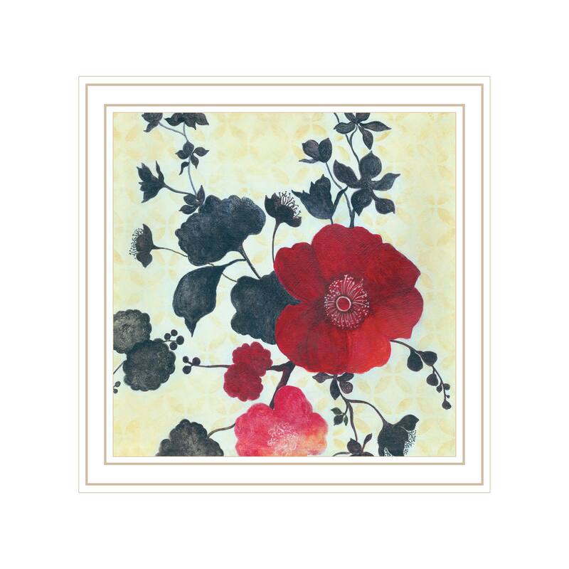 TrendyDecor4U "Japanese Blossoms II" Framed Print Wall Art - White
