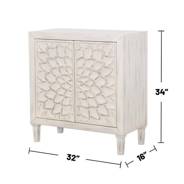 Accent Cabinet With Floral Carved Door in White - Bed Bath & Beyond ...