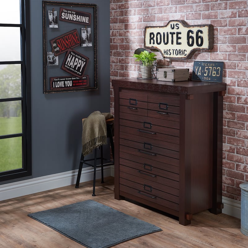 DH BASIC Rustic Espresso 42-Inch 6-Drawer Vertical Dresser by Denhour