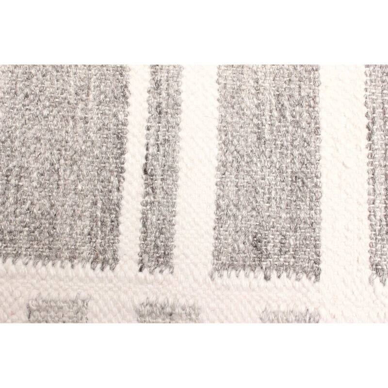 ECARPETGALLERY Flat-Weave Ankara FW Light Grey Wool Kilim - 5'4 x 7'9