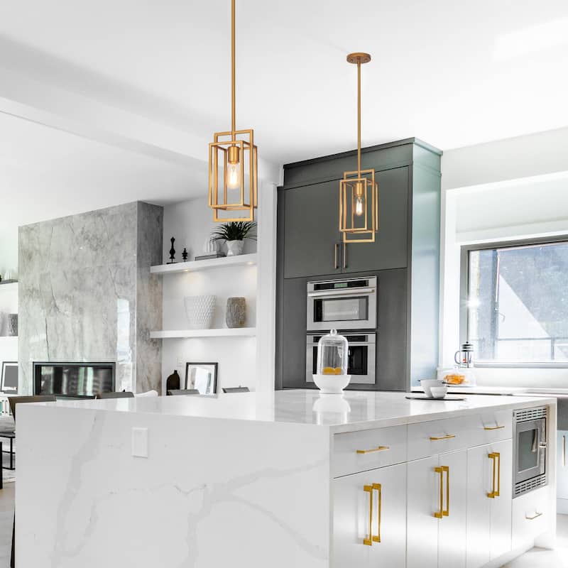 Dilley Modern Antique Gold Mini 1-Light Pendant Lights for Kitchen Island - L5.5'' x W4.72 '' x H11.8''