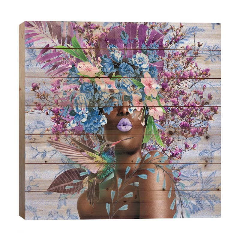 Women In Bloom - Purplicious Print On Wood by Yvonne Coleman Burney - Multi-Color - 26x26x1.5