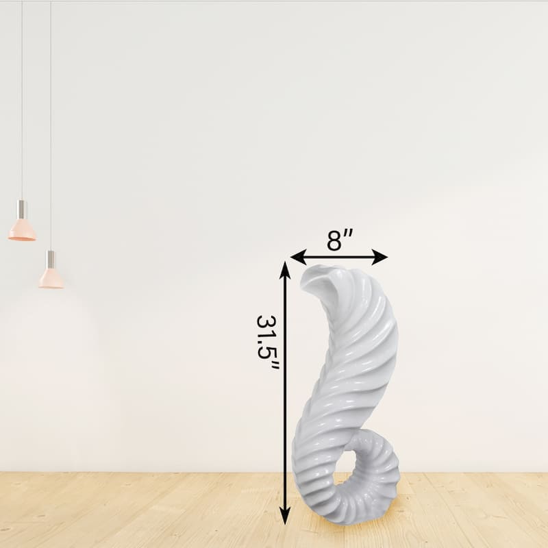 Tall Floor Vase for Home Decor, White Horn Floor Vase, 32-Inch-High Unique Decorative Vase Flower Holder, Interior Decoration