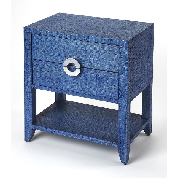 slide 2 of 5, Handmade Amelle Blue Raffia End Table (Philippines) Blue - Wood