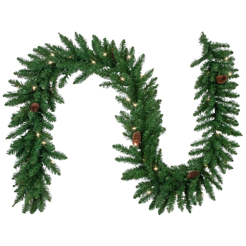 9' x 12" Pre-Lit Black River Pine Artificial Christmas Garland, Clear Lights