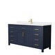 preview thumbnail 15 of 48, Beckett 66 Inch Single Vanity, Cultured Marble Top Dark Blue, Gold Trim, Carrara Cultured Marble Top