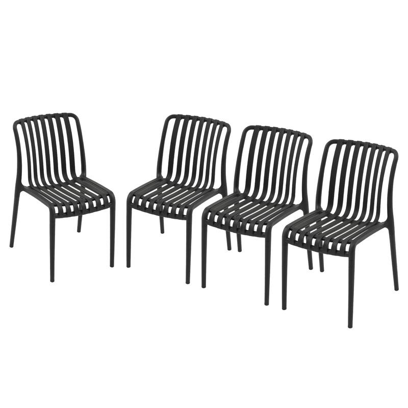 Outdoor Stackable Plastic Chairs Dining Chair Set 4-Piece Lightweight