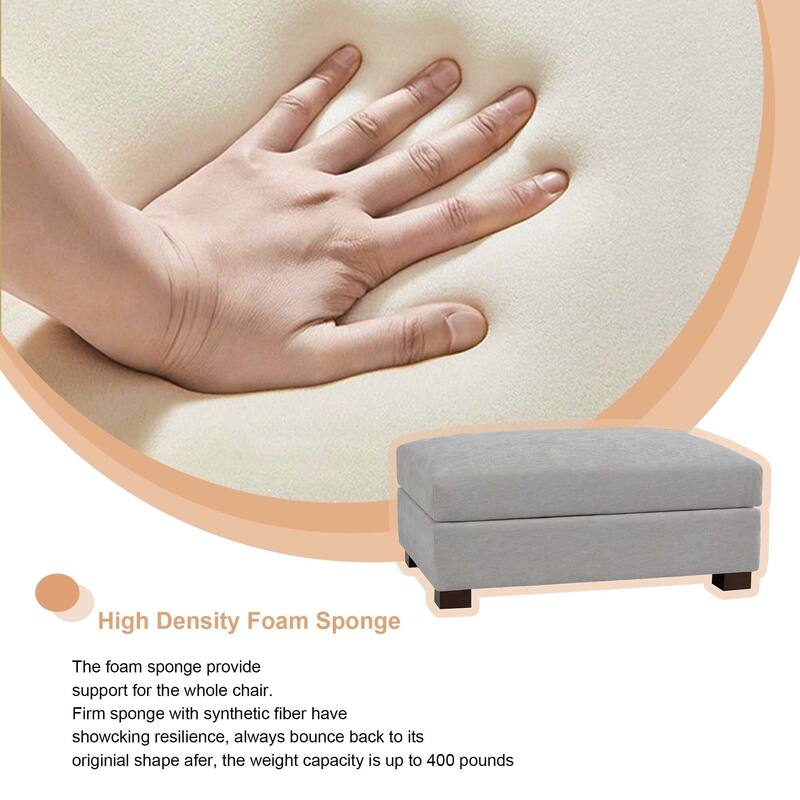 Oversized Chenille Modular Ottoman With Cushioned Top