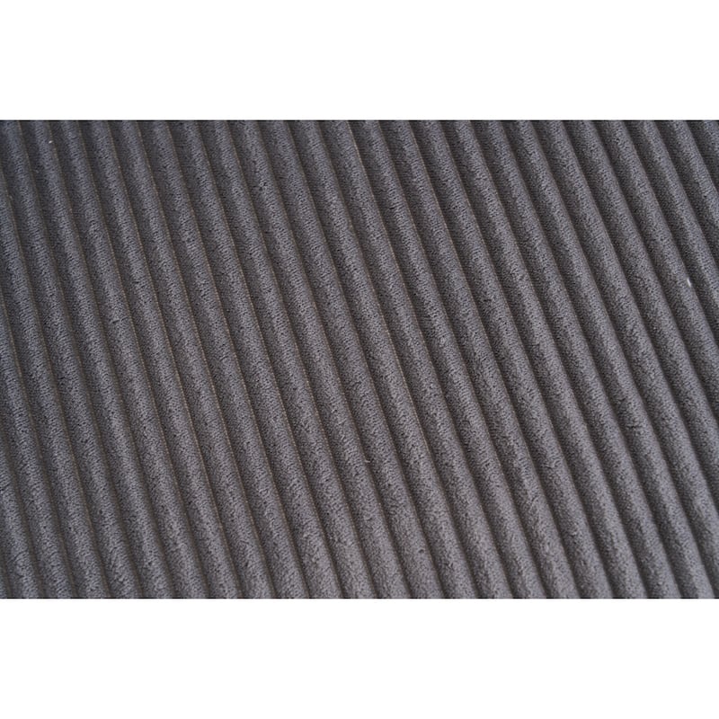Grey Compression Sofa: Chaise Longue with 3 - Seater, Corduroy Fabric, Full Sponge, 4 Pillows