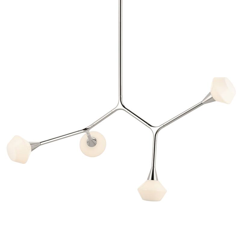 Cassius 39.5 Inch 4 Light Convertible Chandelier with Opal Glass in Polished Nickel