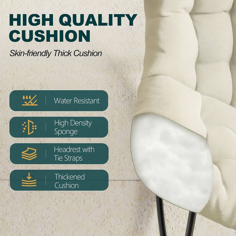 Oversized Outdoor Rocking Papasan Chair with Cushion