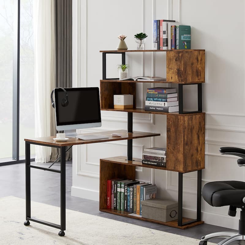 Home Office Computer Desk LShaped Corner Table, Rotating Computer