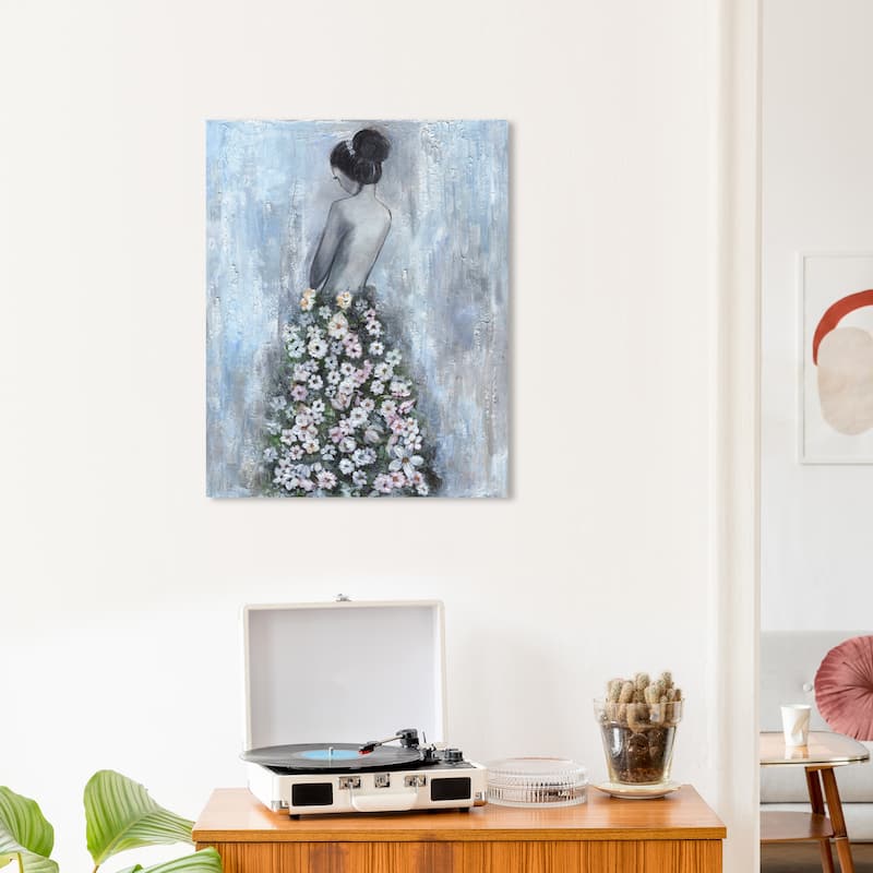 Wynwood Studio Fashion and Glam Ultimate Beauty Gray and Light Blue Rustic Wall Art Canvas Print - 24 x 20