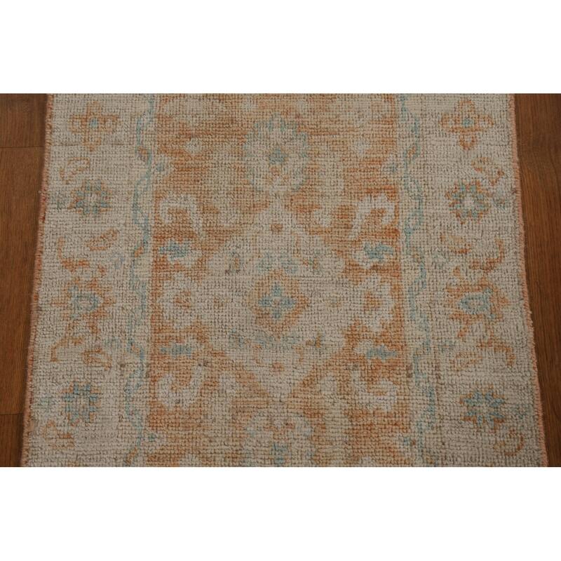 Muted Traditional Oushak Turkish Oriental Rug Wool Hand-knotted Carpet - 1'11" x 3'9"