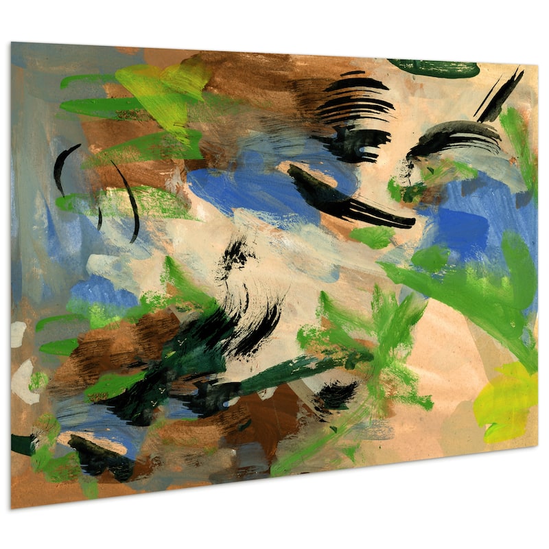 Empire Art"Linen & Blues I" Frameless Tempered Art Glass Wall Art