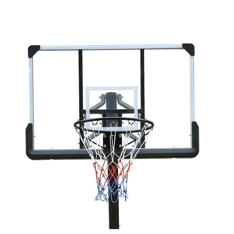 7.5—10ft Outdoor Height Adjustable Basketball Hoop with Stable Base and