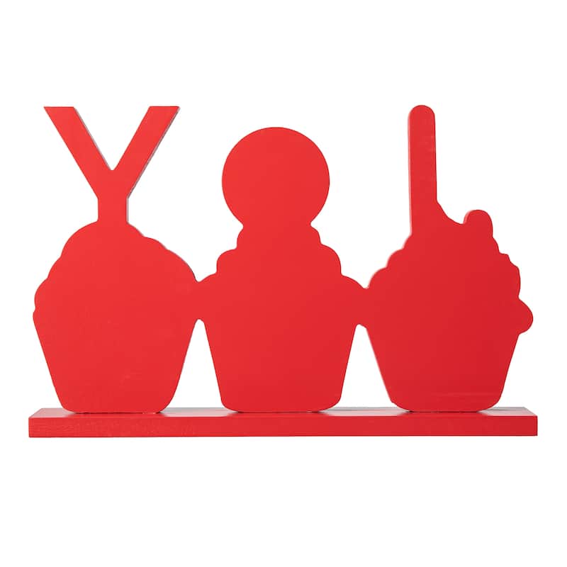 Glitzhome 12"L Christmas Wooden Cupcake JOY Table Decor