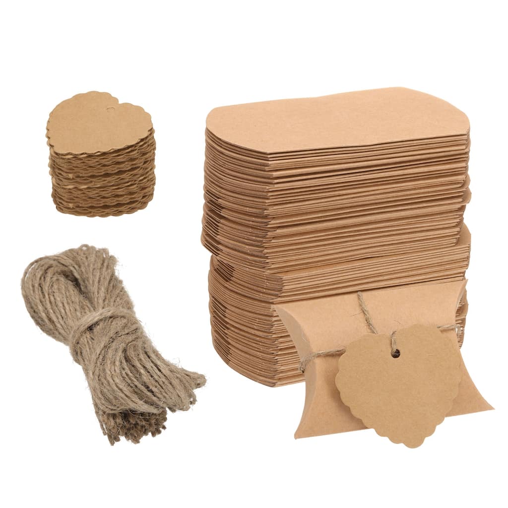 100Pcs Pillow Boxes 3.5 x 2.8 x 1 Inch Gift Boxes - White