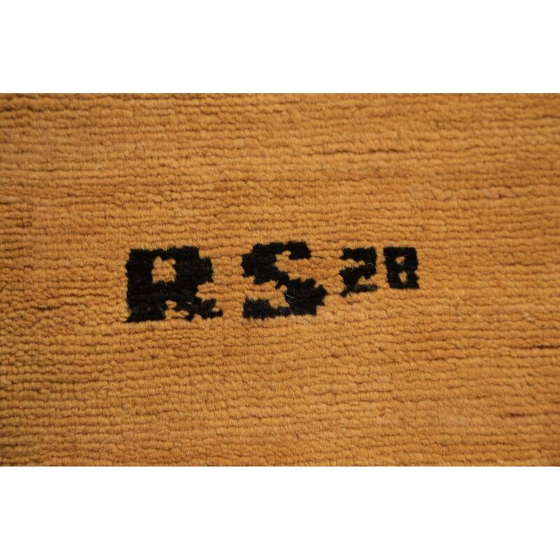 Yellow Modern Gabbeh Oriental Rug Hand-Knotted Wool Carpet - 2'7" x 6'0"