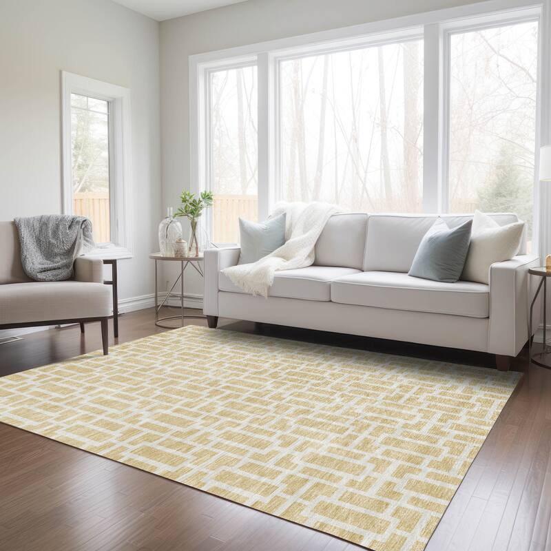 Machine Washable Indoor/ Outdoor Chantille Contemporary Geo Rug