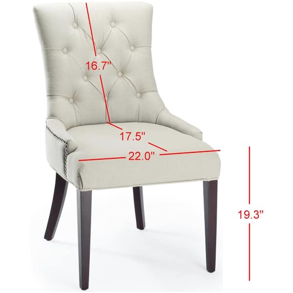 dimension image slide 0 of 2, SAFAVIEH Dining Nimes Putty Grey Dining Chair - 25"W x 22"D x 37"H