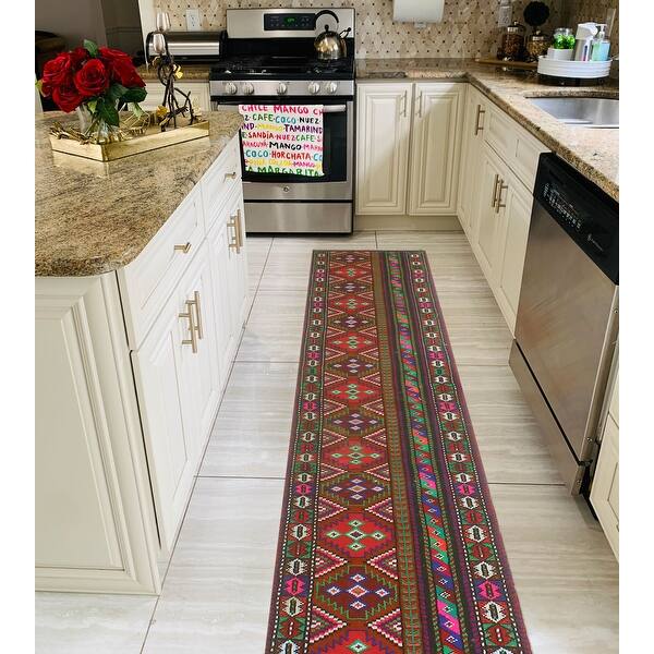 Noori Rug Vintage Distressed Ceyda Brown/Burgundy Runner - 1'7