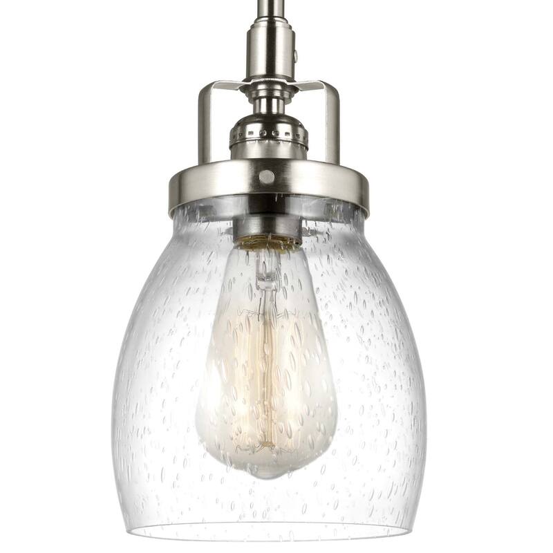 Bellevue Will Single Light 5" Wide Mini Pendant with Seeded Glass - Brushed Nickel