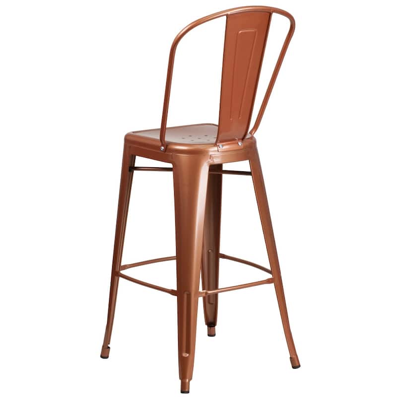 4 Pack 30" High Metal Indoor-Outdoor Barstool with Back - Kitchen Furniture