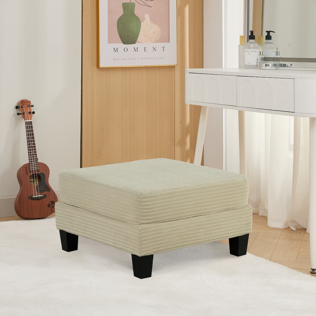 31" Contemporary Rectangular Fabric Storage Ottoman
