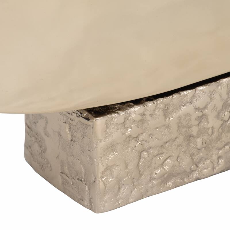 Rectangular Metal Decorative Bowl with Textured Base - 14", Gold - 14.0"