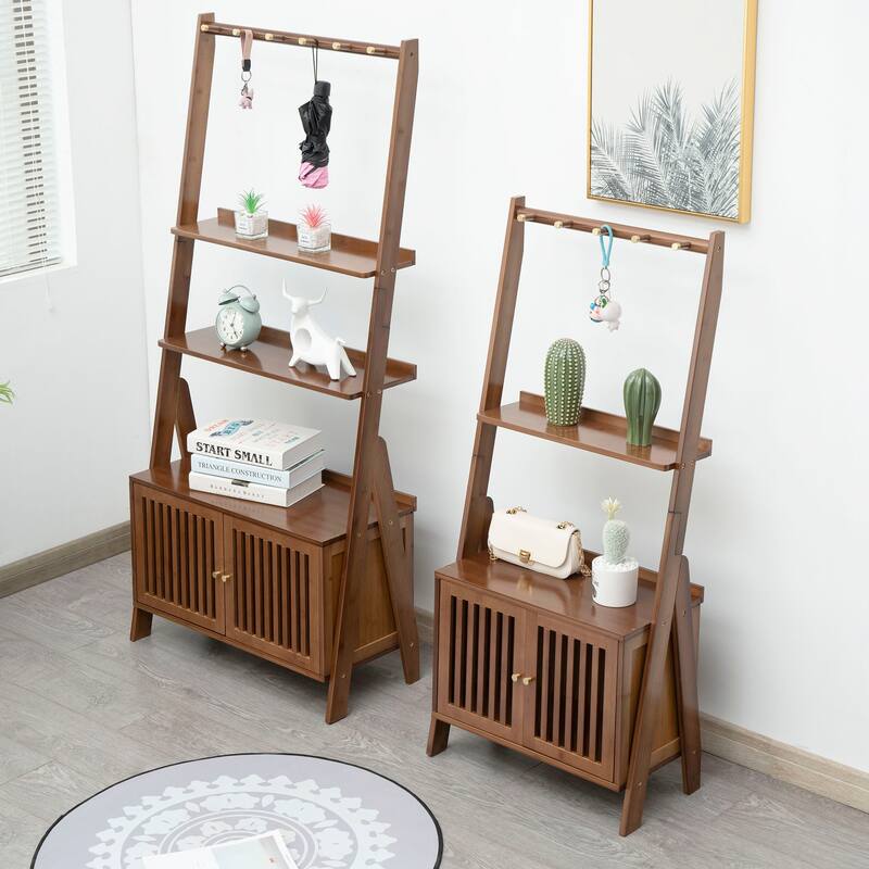 Bamboo Hall Tree with Bench and Shoe Storage