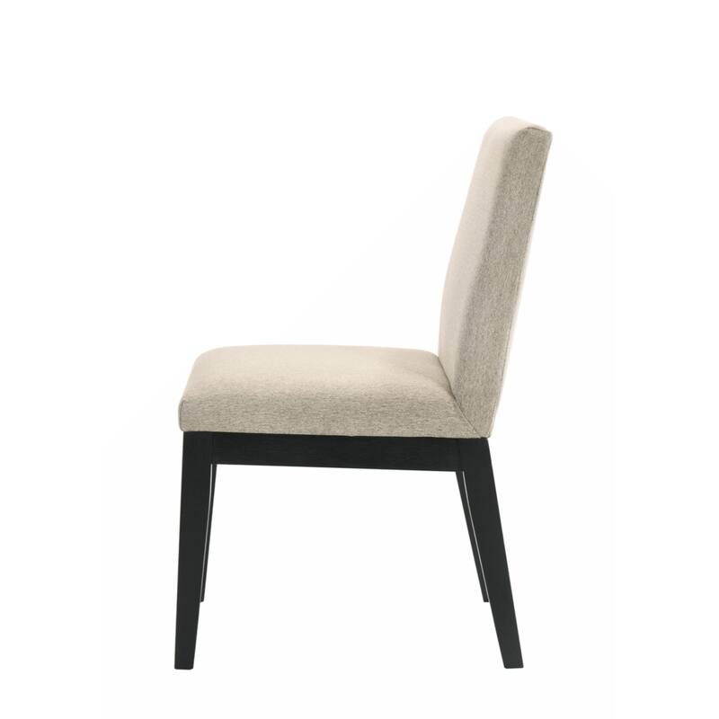 Side Chair (Set-2), Beige Fabric & Black Finish