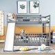 preview thumbnail 17 of 47, Elegant Twin Over Twin Bunk Bed with Low Slide, Built-in Ladder and Guardrails, Maximized Space, Solid Construction, White Grey