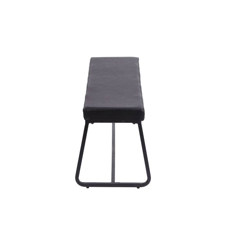 Porthos Home Remy Entryway Bench, PU Leather Upholstery, Iron Legs