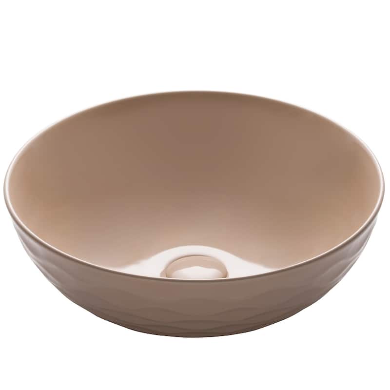 KRAUS Viva 16 1/2 inch Round Porcelain Ceramic Vessel Bathroom Sink - Beige