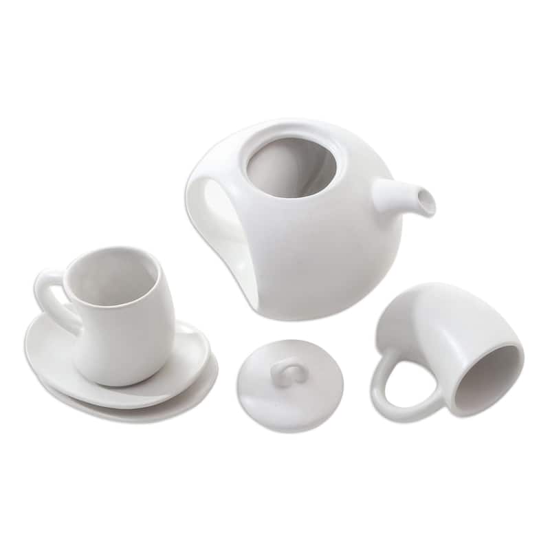 Novica Handmade Pour The Tea In White Ceramic Tea Set (Set For 2)