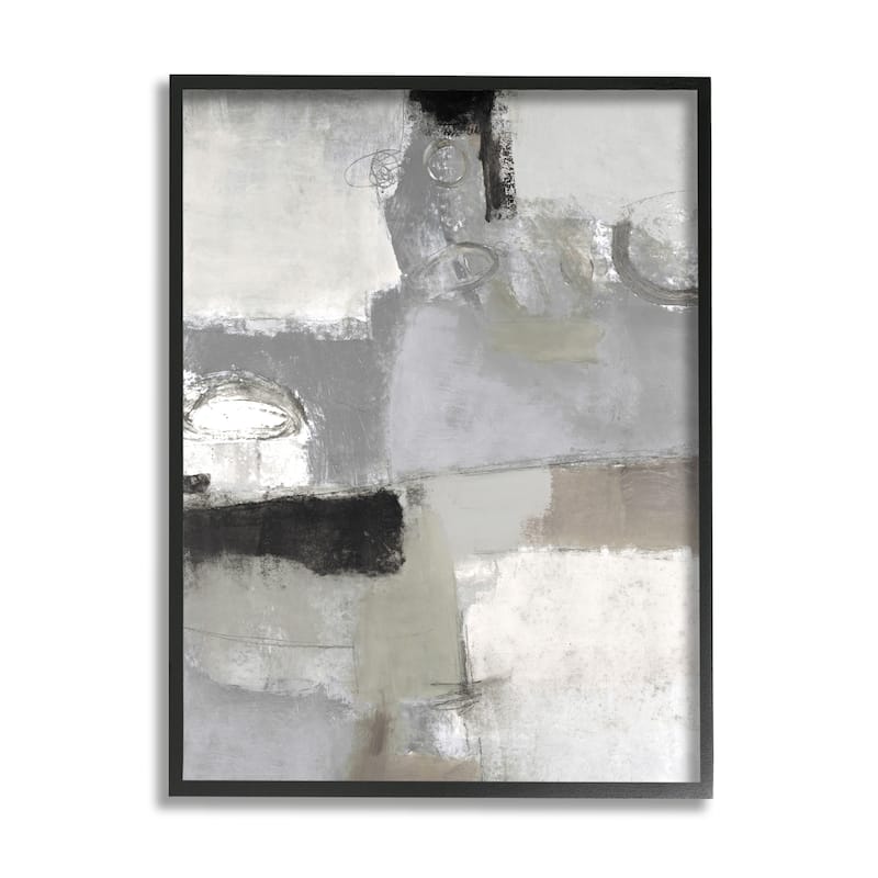 Stupell Blocked Geometric Shapes Black Detail Circles Framed Wall Art, Design by Lisa Ridgers - 16 x 20 - Black