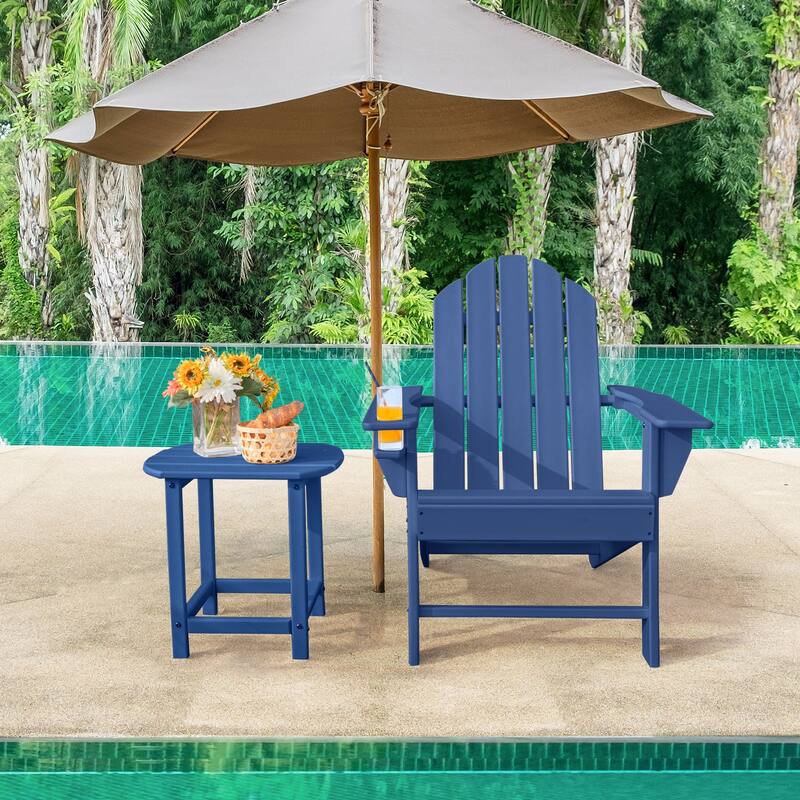 Gymax 2 PCS Patio Folding Adirondack Chair Side Table Cup Holder HDPE