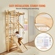 preview thumbnail 11 of 10, Natural Pine Wood 15-Level Ladder Wall Gym Set with Rings - 31.5” L x 22.83” W x 84.65” H