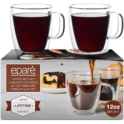 Epare Insulated Coffee Cups Set of 2 - 12oz Double Wall Tumbler Cups