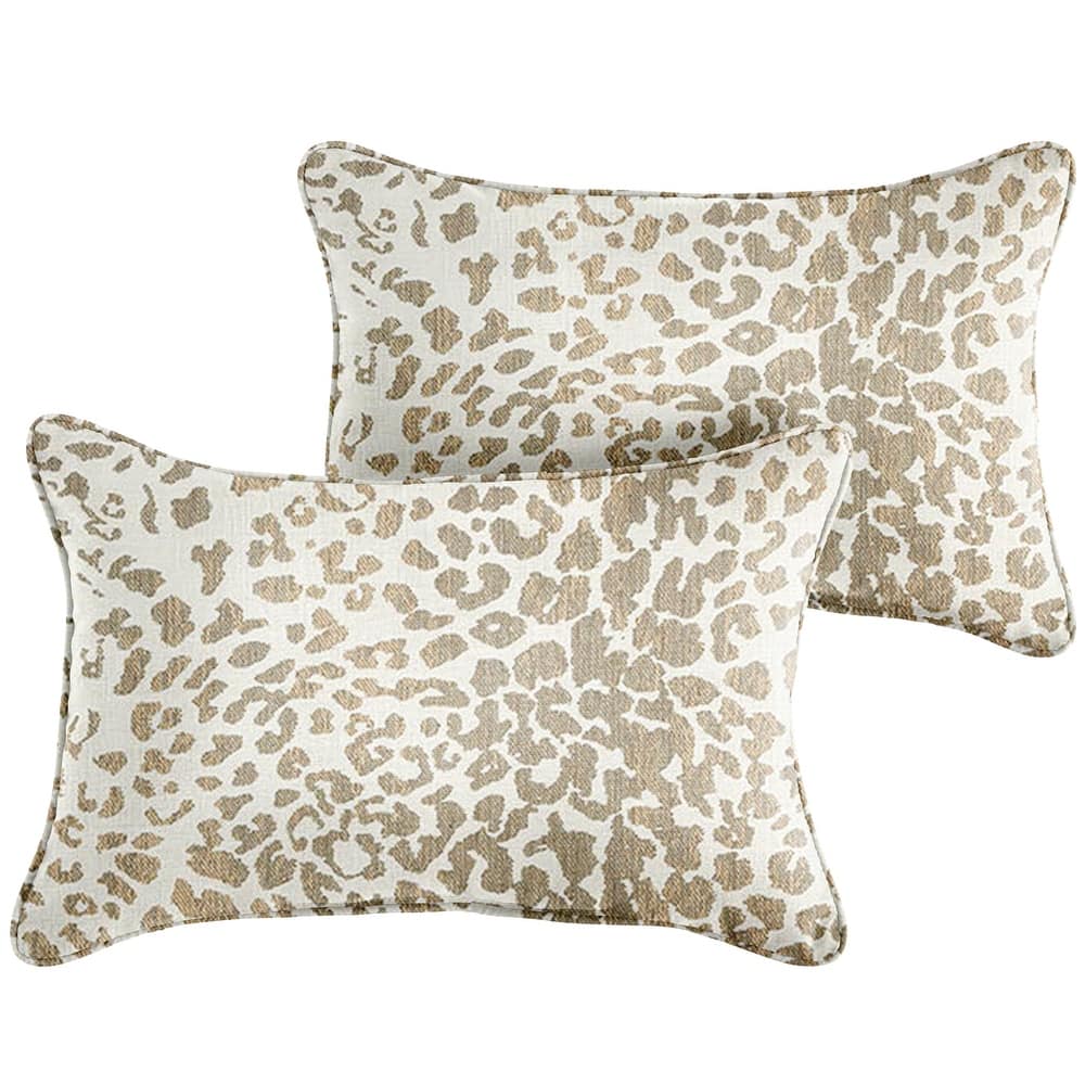 Sunbrella Tan Leopard Indoor/Outdoor Pillows, Set of 2, Corded