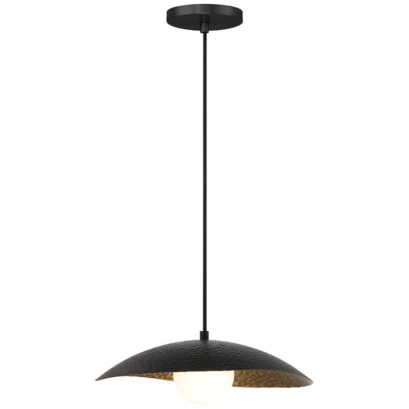 Access Lighting Yates 1 Light LED Pendant - Black with Antique Brushed Brass