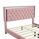 preview thumbnail 7 of 10, Upholstered Bed Frame with LED Lights with Crystal Tufted Headboard