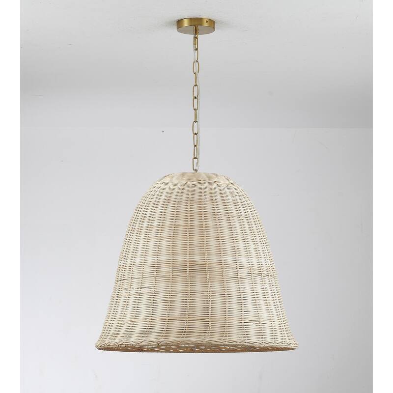 Transitional 6-Light Natural White Vine Basket Chandelier