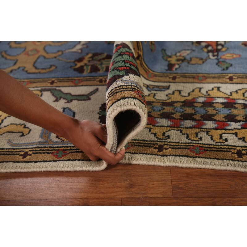 Blue Paisley Kazak Oriental Area Rug Wool Carpet - 7'10"x 10'2"