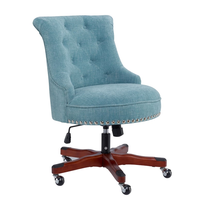 Tufted Plush Office Chair - 39.75" - Aqua Blue and Brown
